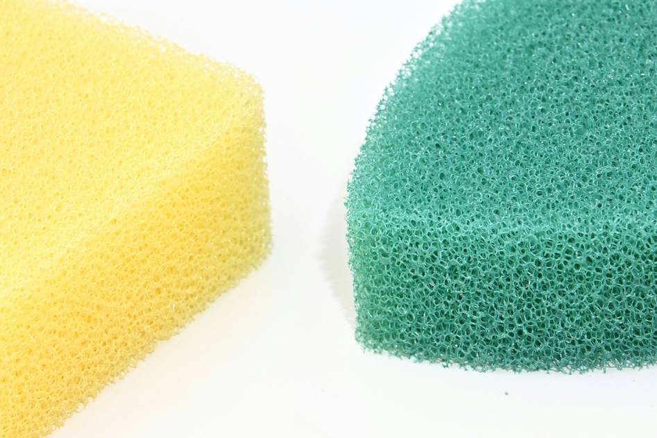 A vibrant display of colorful makeup sponges for flawless beauty application